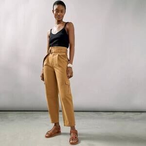 Anthropologie Jessy B Colman Paperbag Pants Khaki Tan Carpenter Women’s Medium